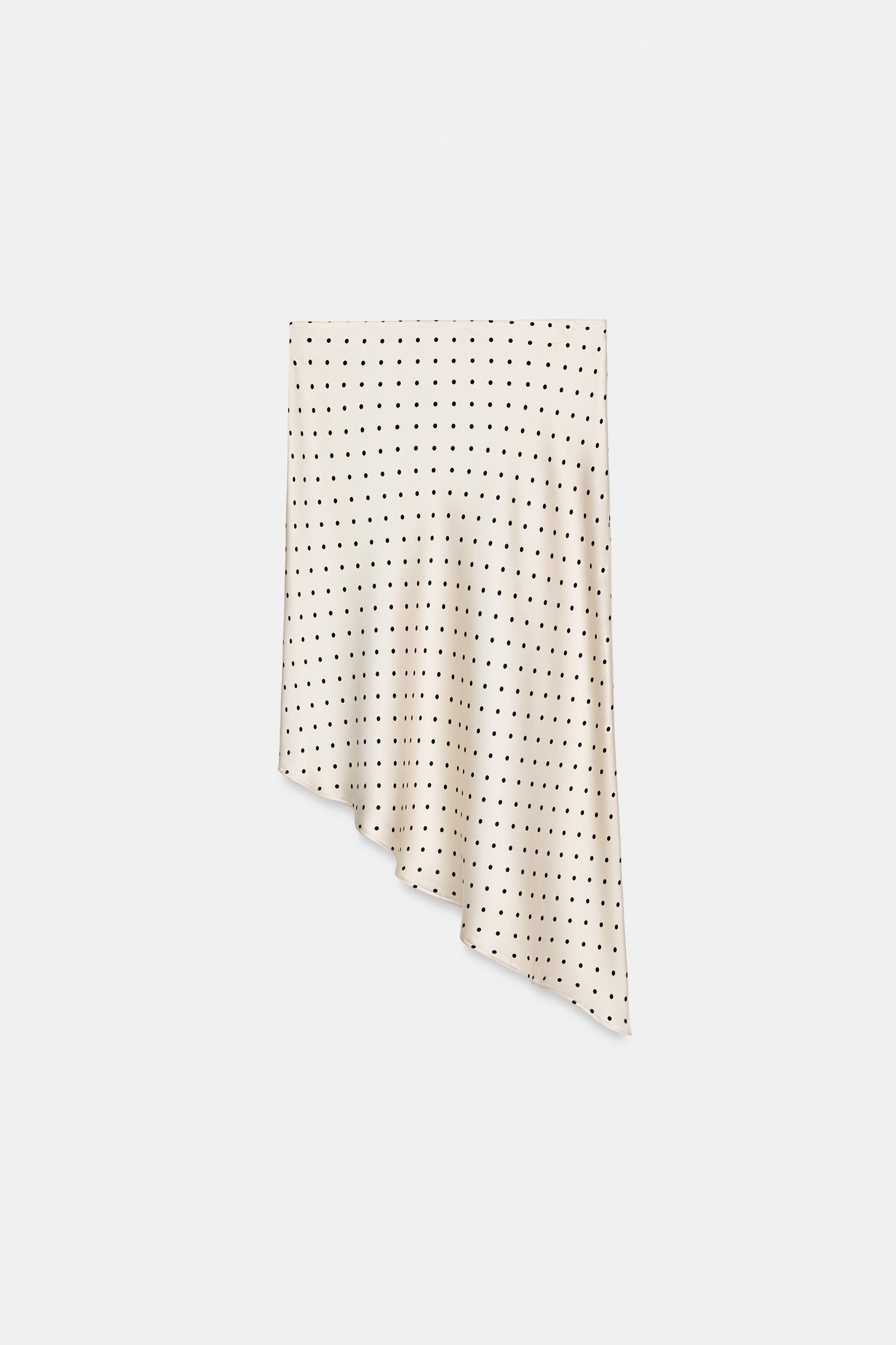 ASYMMETRIC POLKA DOT SATIN SKIRT